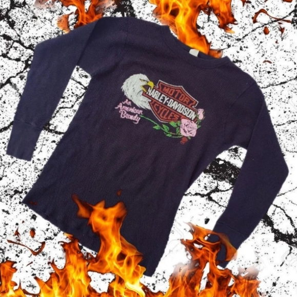 Harley-Davidson Tops - 80s Harley Davidson Eagle Thermal Vintage